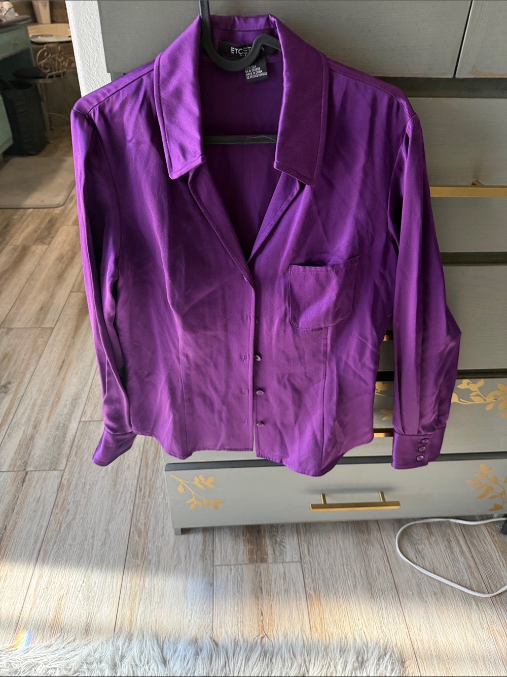 Etcetera Vibrant Purple Silk-Feel Button Down Blouse
